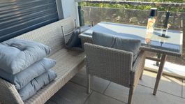 Gartenmöbel Polyrattan Set 4-teilig mit Auflagen gebraucht