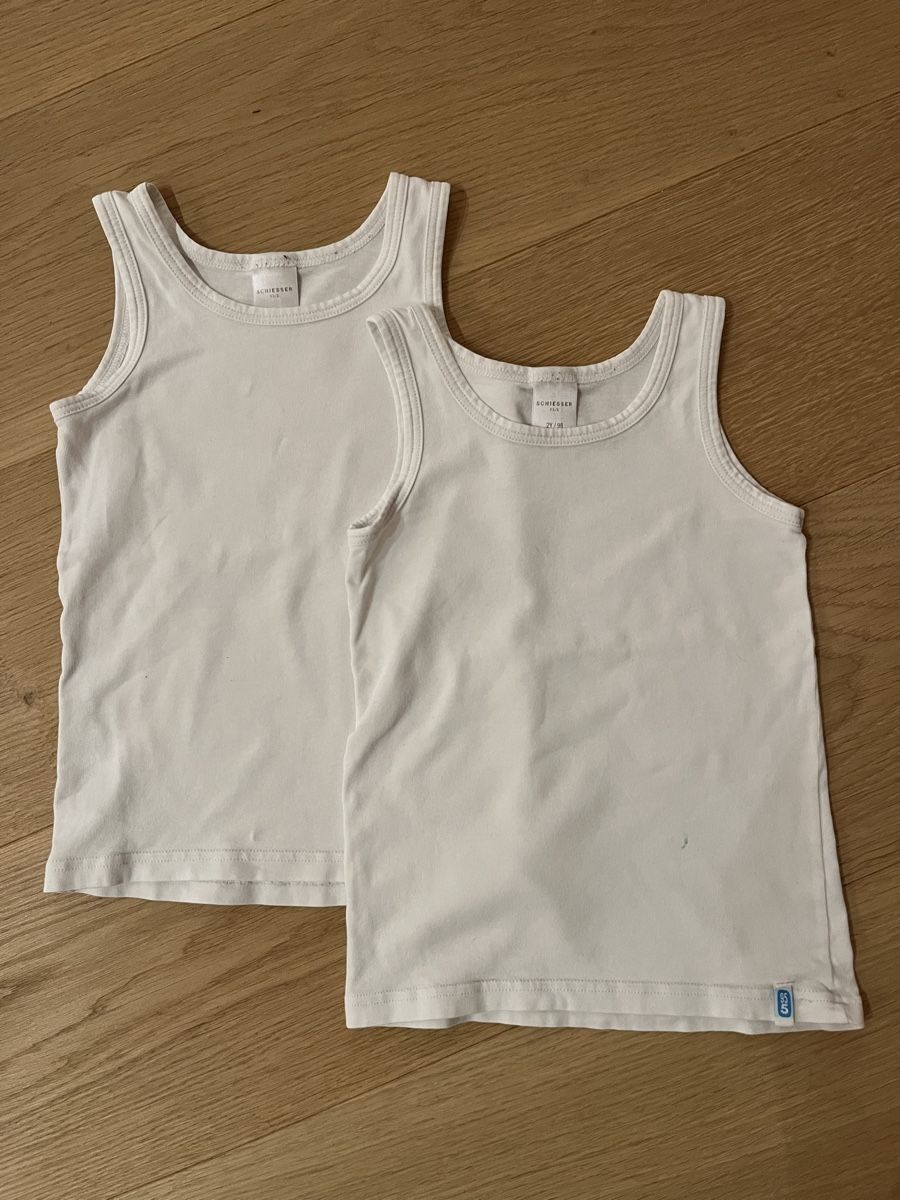 Biancheria intima: Schiesser White Undershirts, 2 Pack, Size 2Y/98, Cotton – Usato da Planken venduto da R4gskL7