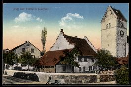 AK Veltheim, Straßenpartie mit Blick zur Kirche