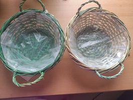 2 Stück Osterkorb Weidenkorb mit Henkel neu grün