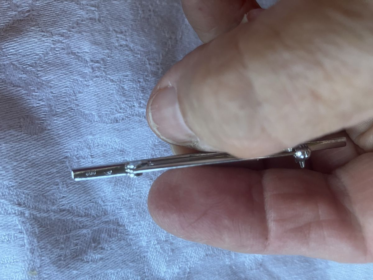 Spille & Fermagli: Anstecknadel 800  gestempelt mit Markasiten u 1 Perle – Usato da Bassersdorf venduto da groovygremlin 2