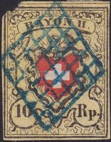 T.19 A1-O, hellgelb mit seltener CHURER-Gitterraute, 650.-+
