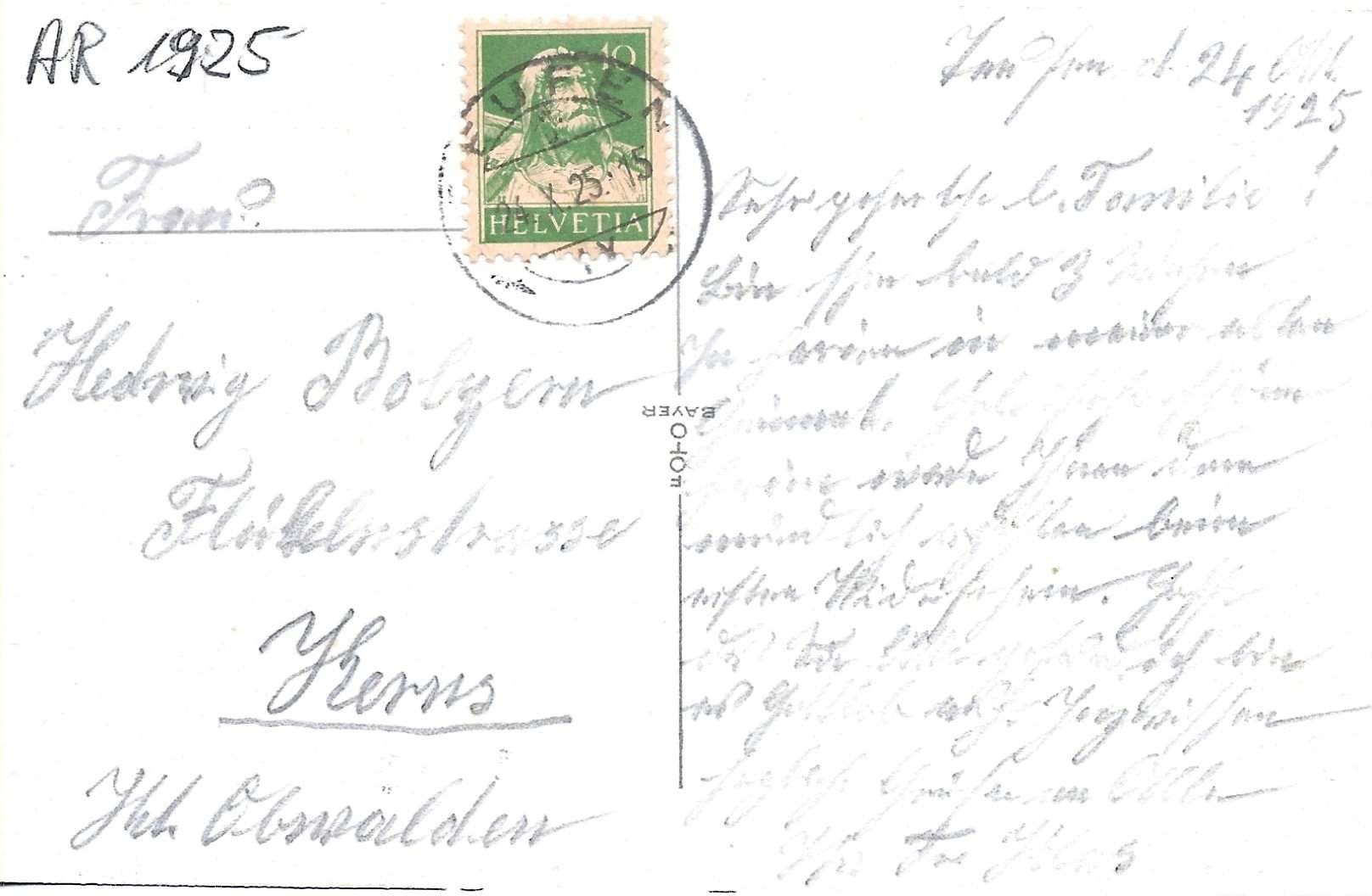 Ansichtskarten: Teufen AR Dorf Kirche 1925 sehr gut erhalten – Gebraucht aus Ennetmoos von Ambuman 1