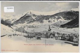 Davos gegen das Seehorn und Kath. Kirche im Winter