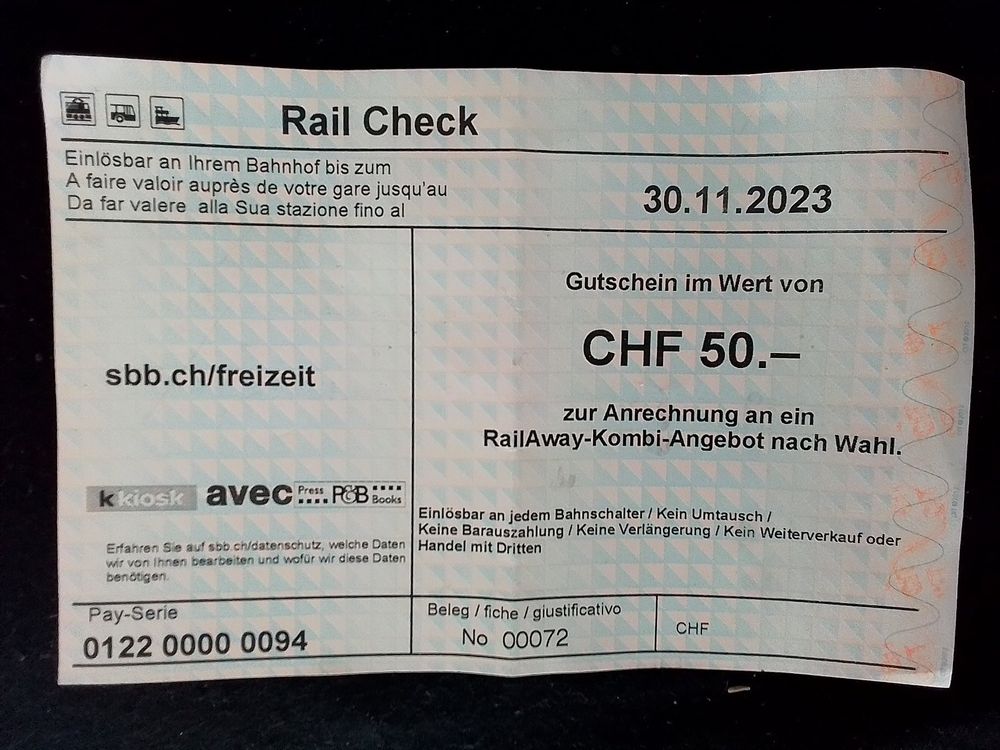 Rail Check - Gutschein | Kaufen auf Ricardo