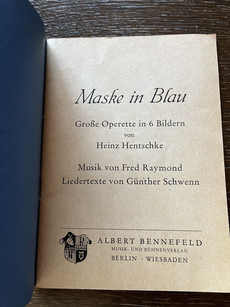 Libri: Maske in Blau - Operettenheft 1937 – Usato da Winterthur venduto da Mmagu 1