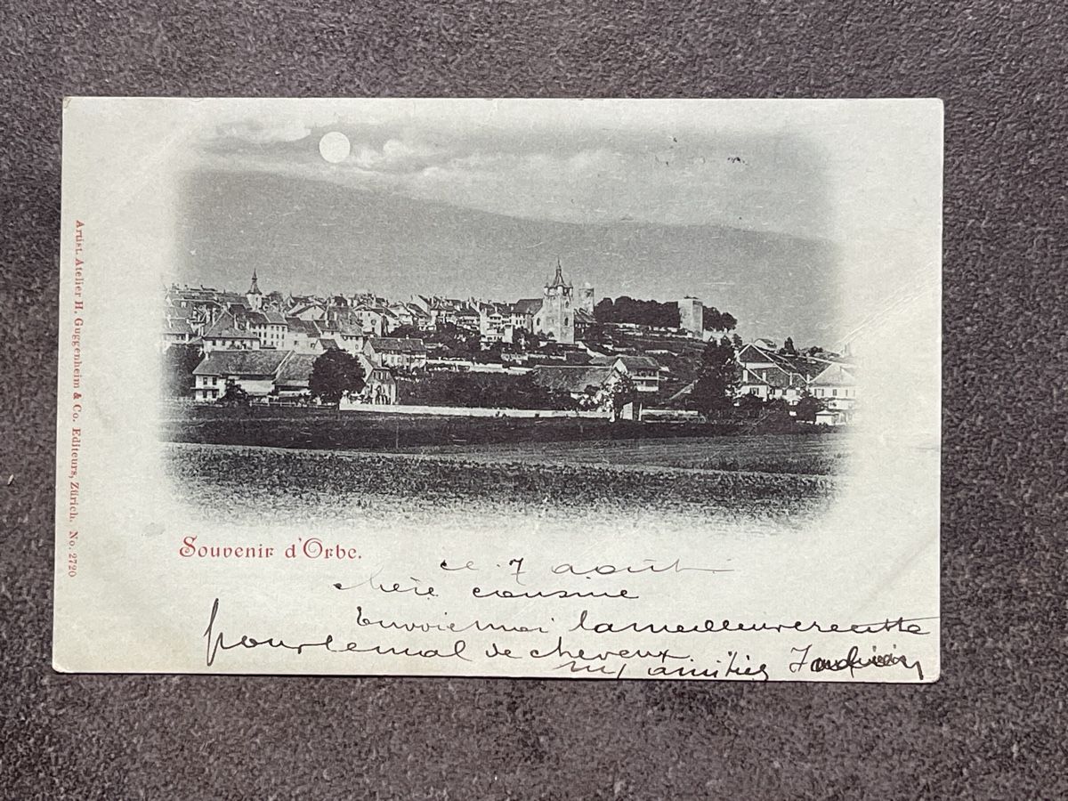 Cartoline postali: Alte Ansichtskarte von Orbe, Schweiz, 1900 – Usato da Strengelbach venduto da Aschatan5
