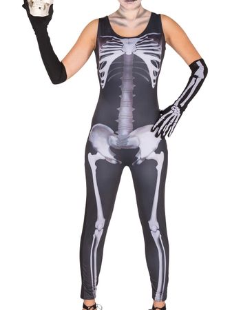 Ausverkauf Frauenkostüm sexy Skelett Jumpsuit Gr.S