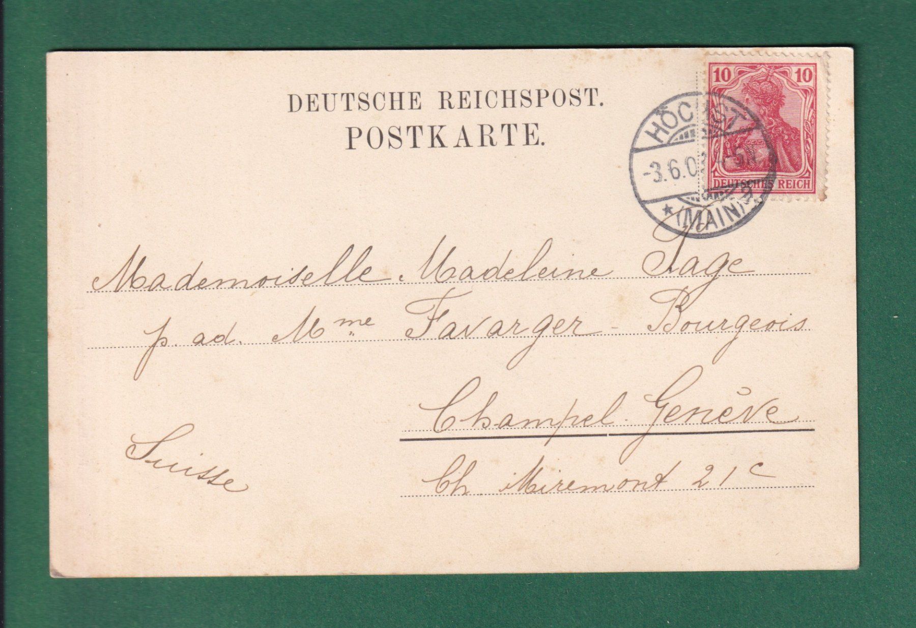 Cartoline postali: FRANKFURT - Goetheplatz - 1907 – Usato da Pully venduto da nicecards-shop 1