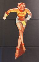 Veedol Pin Up 100% original um 1950 (kein Emailschild)