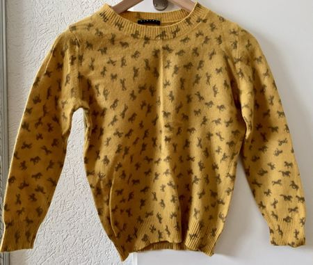 Yellow Horse Print Sweater Sisley Autumn Winter Look