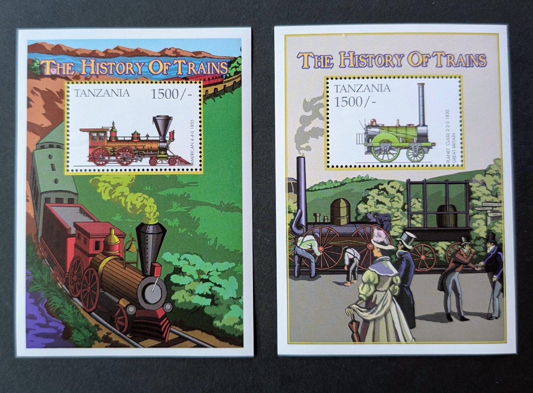 Tutti i francobolli: Tansania-2x Block Eisenbahnmotive ** – Nuovo e nell'imballaggio originale da Hittnau venduto da stamps_and_coins