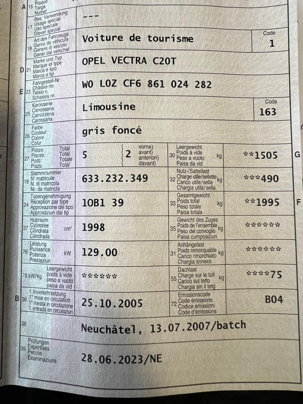 Opel Automobili: 2005 Opel Vectra C20T – Usato da Bevaix venduto da P-kiz 7