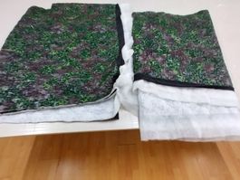 FASNACHTS-STOFFRESTEN plastifiziert/wattiert  grün/braun