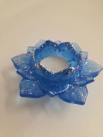 Kerzenhalter Lotus Design blau epoxidharz, Geschenk