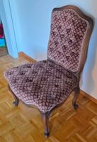 Vintage Stuhl Barock Chesterfield Stoff Altrosa / Rosa