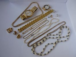 Aus Erbschaft, 2 Uhren + 1 Lot Schmuck, ab 1.00