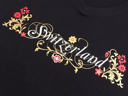 Switcher Damen T Shirt Switzerland Flowers V BW schwarz XL