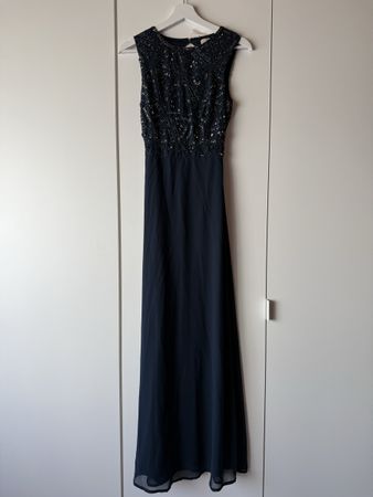 Elegantes Abendkleid dunkelblau mit Pailletten, Grösse S