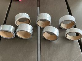 7 Rollen Dekoband Silber, diverse Muster