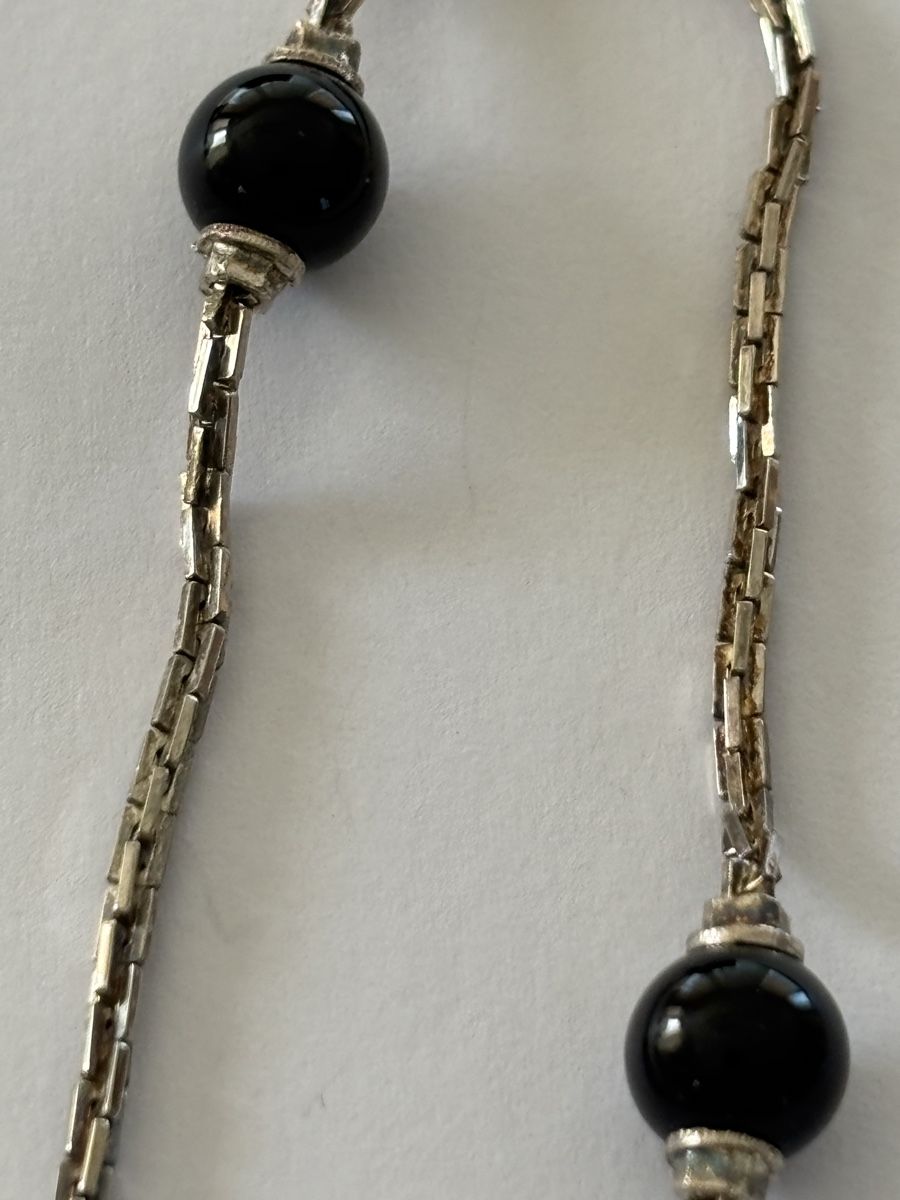 Catenine:  silber Kette mit Onyx Kugeln 800 – Usato da Langnau am Albis venduto da flusspflege 4