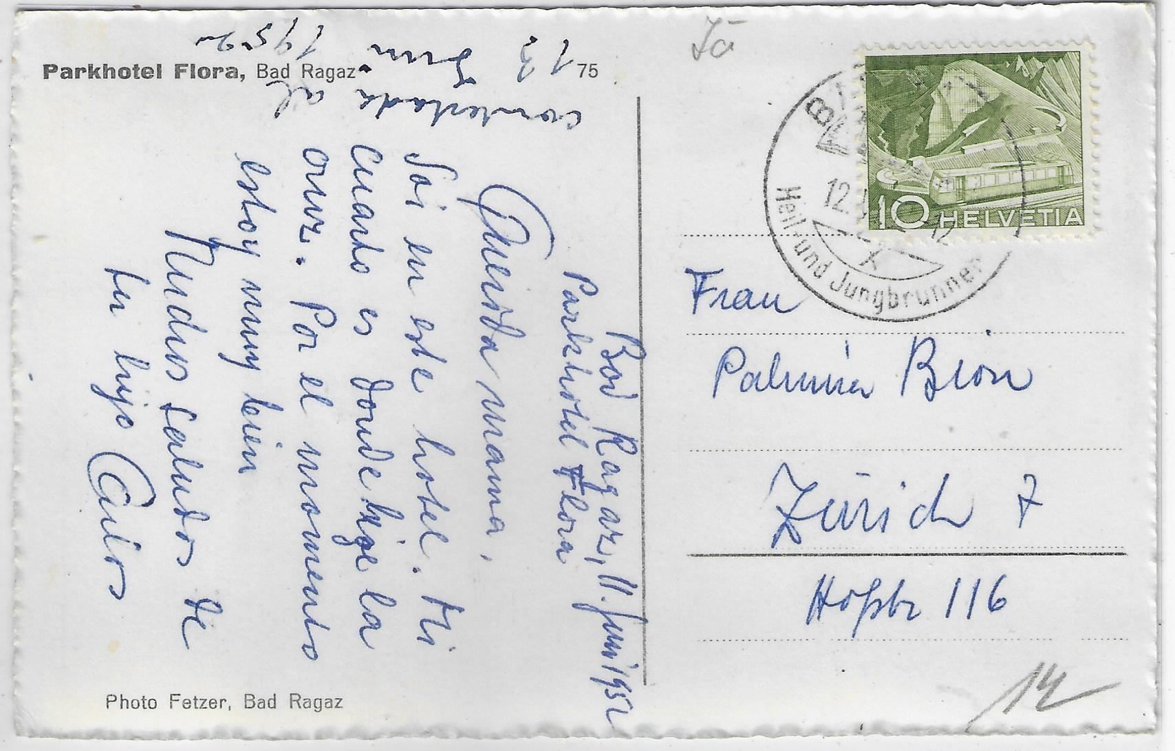 Cartoline postali: Parkhotel Flora - Bad Ragaz – Antico da Ettingen venduto da Kartenplanet 1