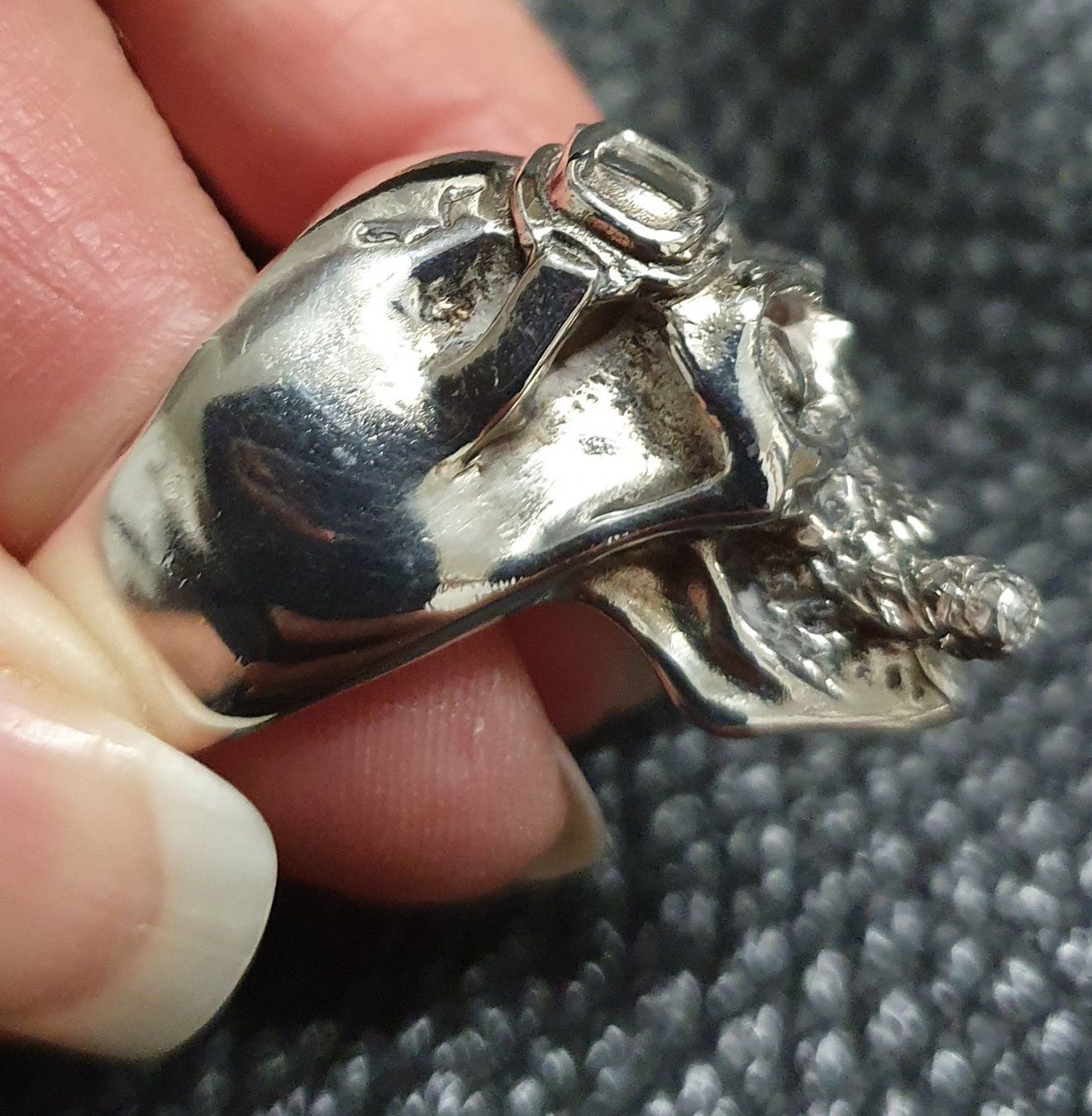Ringe: Neu: Ring Bikerschädel mit Zigarre  / Gr. 63 /40Gr. / Silber – Neu (gemäss Beschreibung) aus Muri AG von Edlerweiss-Schwarz 4