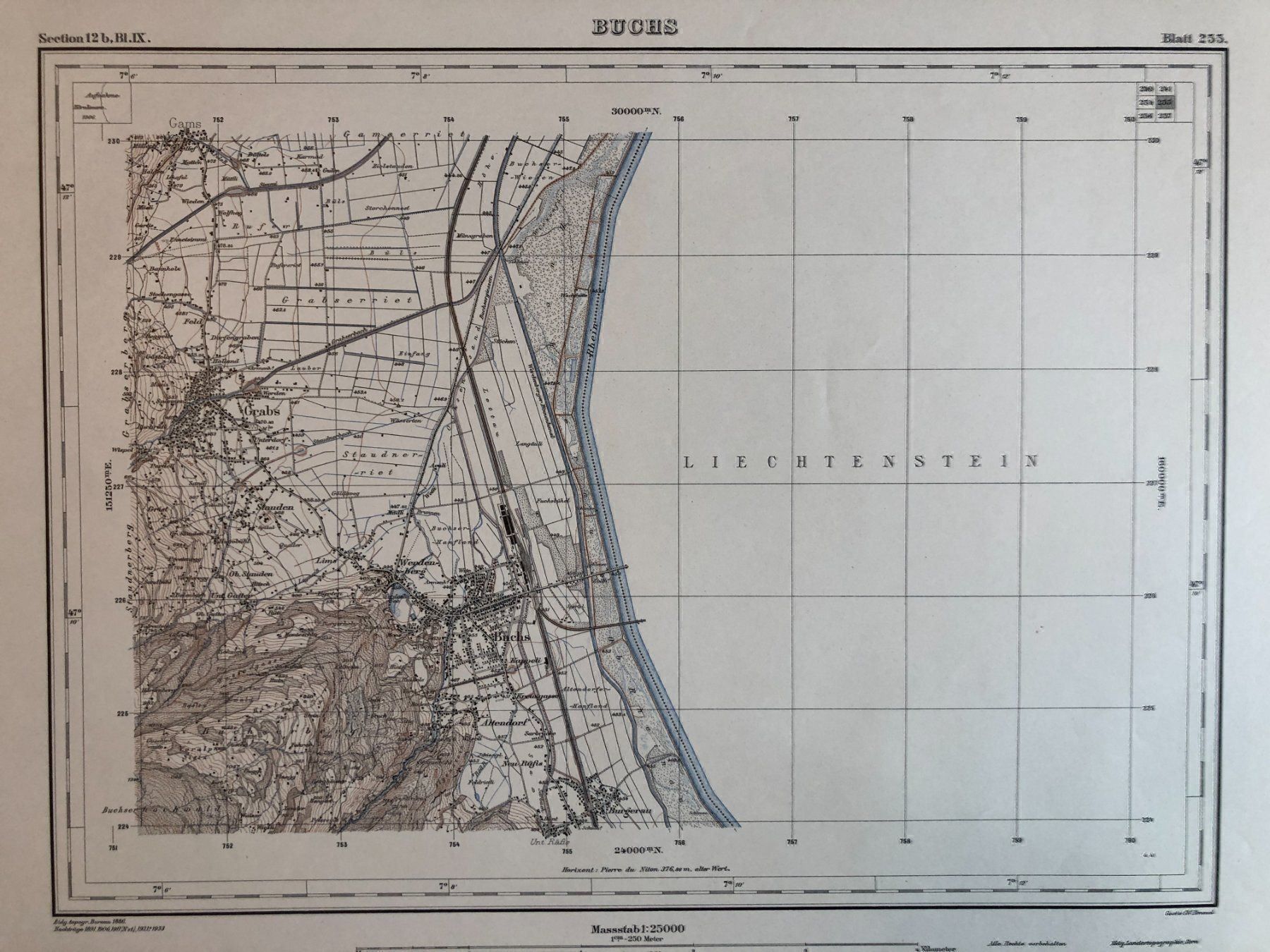 Cartine & Atlanti: Siegfriedatlas Bl. 255: Buchs – Usato da Zürich venduto da allp 1