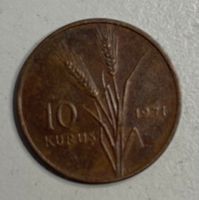 10 Kurus Münze, Jahrgang 1971, Türkei, Selten, Top Zustand