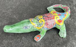 Magnifique Figurine "Crocodile" en Talavera / Artisanal - PM