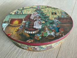 Antike Blechdose/ Guetzlidose  mit schönem Weihnachtssujet