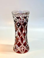 Kristallglas Vase mit Rubinroter Dekoration