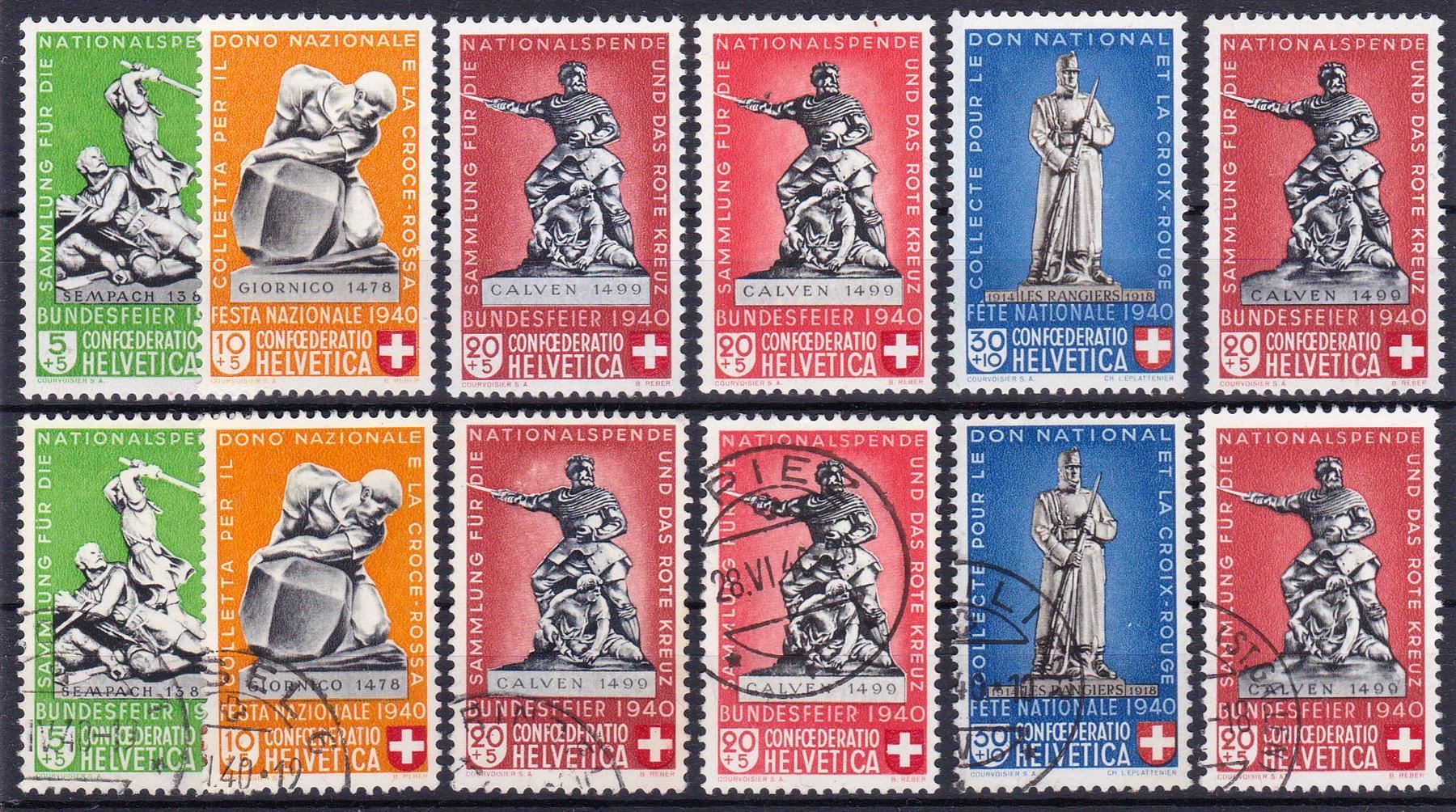 Tutti i francobolli: B3-7+B5c, je postfr. + gest., SBK 132.- – Usato da Wenslingen venduto da riger11