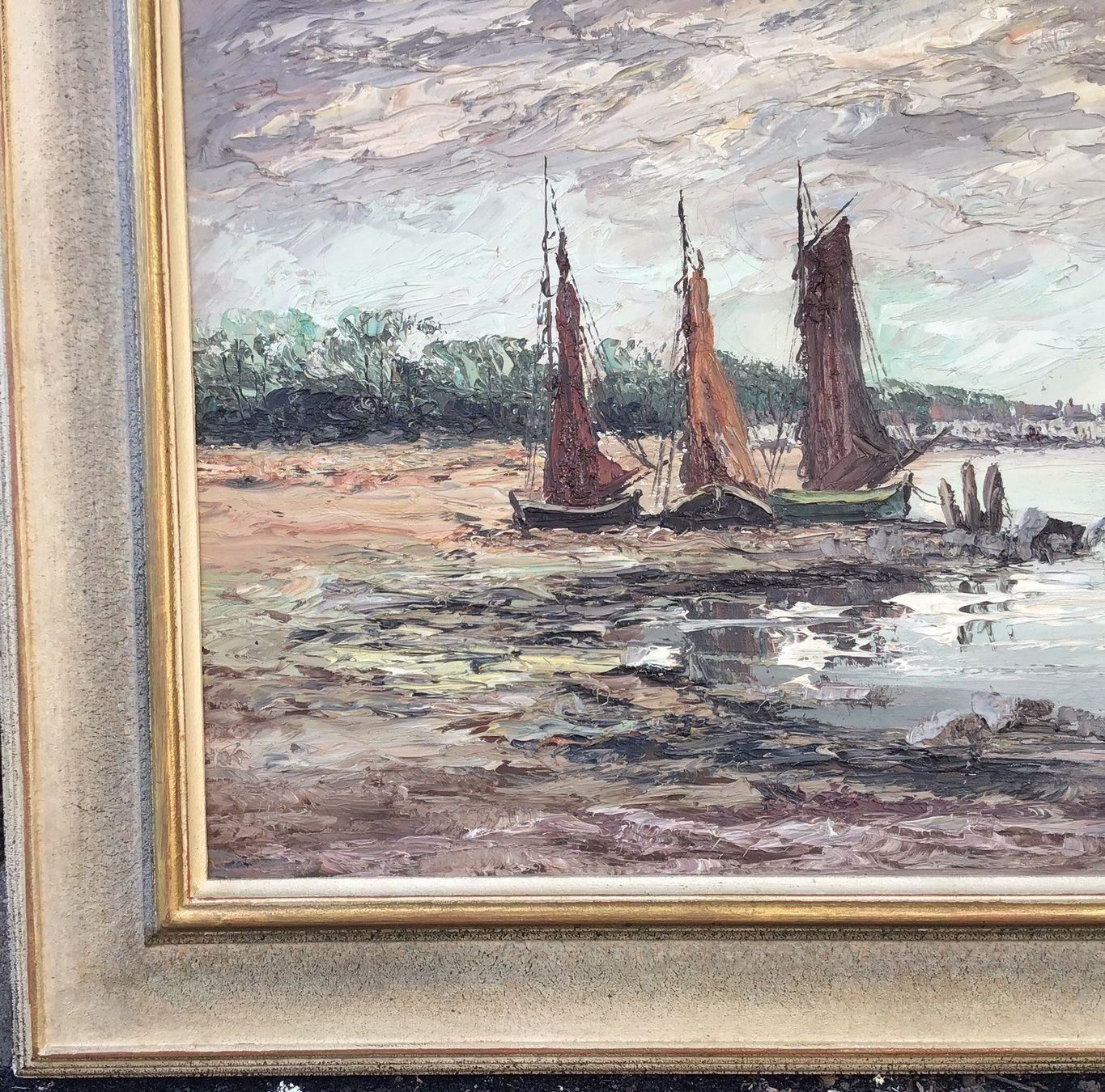 Dipinti: Gemälde am Hafen unleserlich signiert – Usato da Müllheim Dorf venduto da Othmar73 3