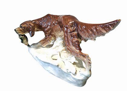 Statuette: Grosse Keramik Figur Vintage, Jagdhund "Royal Dux" – Usato da Zug venduto da urzeit