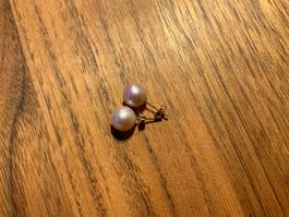 Ohrstecker, Süsswasser-Perlen, rosa, 8 mm, evtl. vergoldet