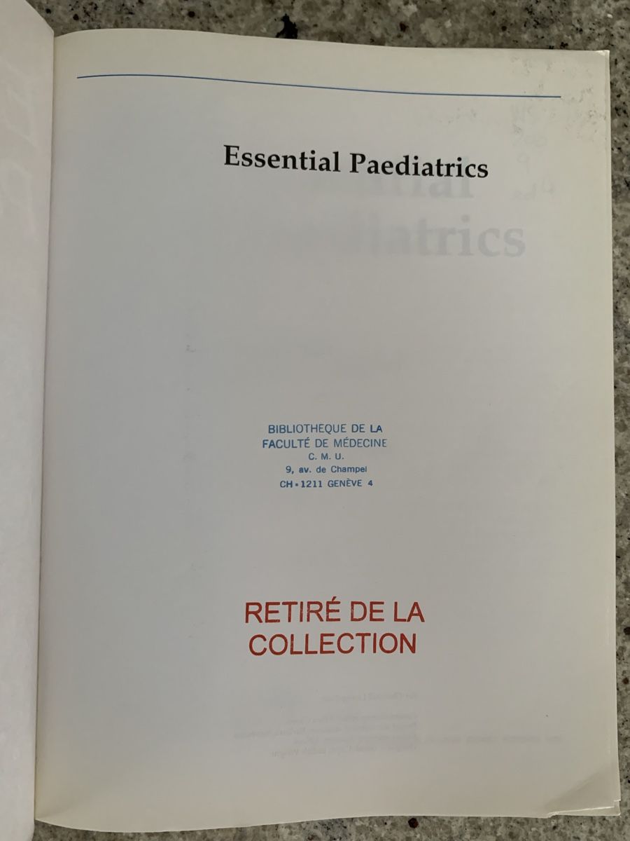 Bücher: Essential Paediatrics Textbook 4th Edition – Gebraucht aus Genève von sunsustains 9