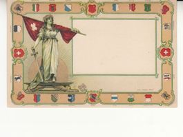 Helvetia mit Schwert und Fahne, Reliefkarte ca. 1900