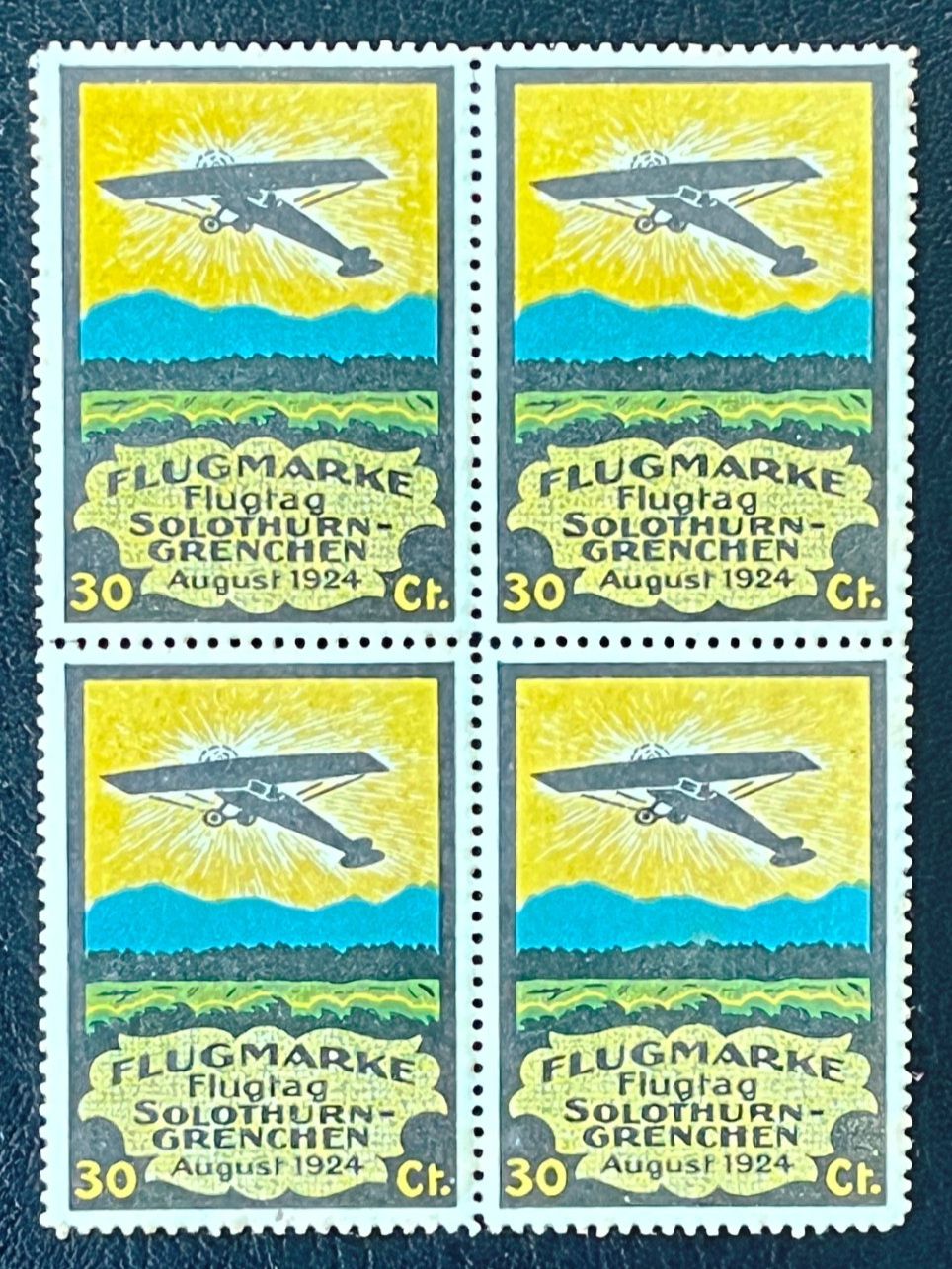 Alle Briefmarken: 4er-Block Flugpost Vignette Solothurn-Grenchen postfrisch** – Neu (gemäss Beschreibung) aus Bern von nik688