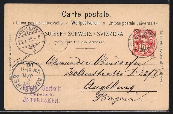 Ansichtskarten: Litho Interlaken, Wanderer im Berner Obe – Gebraucht aus Berlin von bartko-reher 1