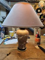 Tischlampe Keramik Marmor Optik  70er 80er Jahre (S)