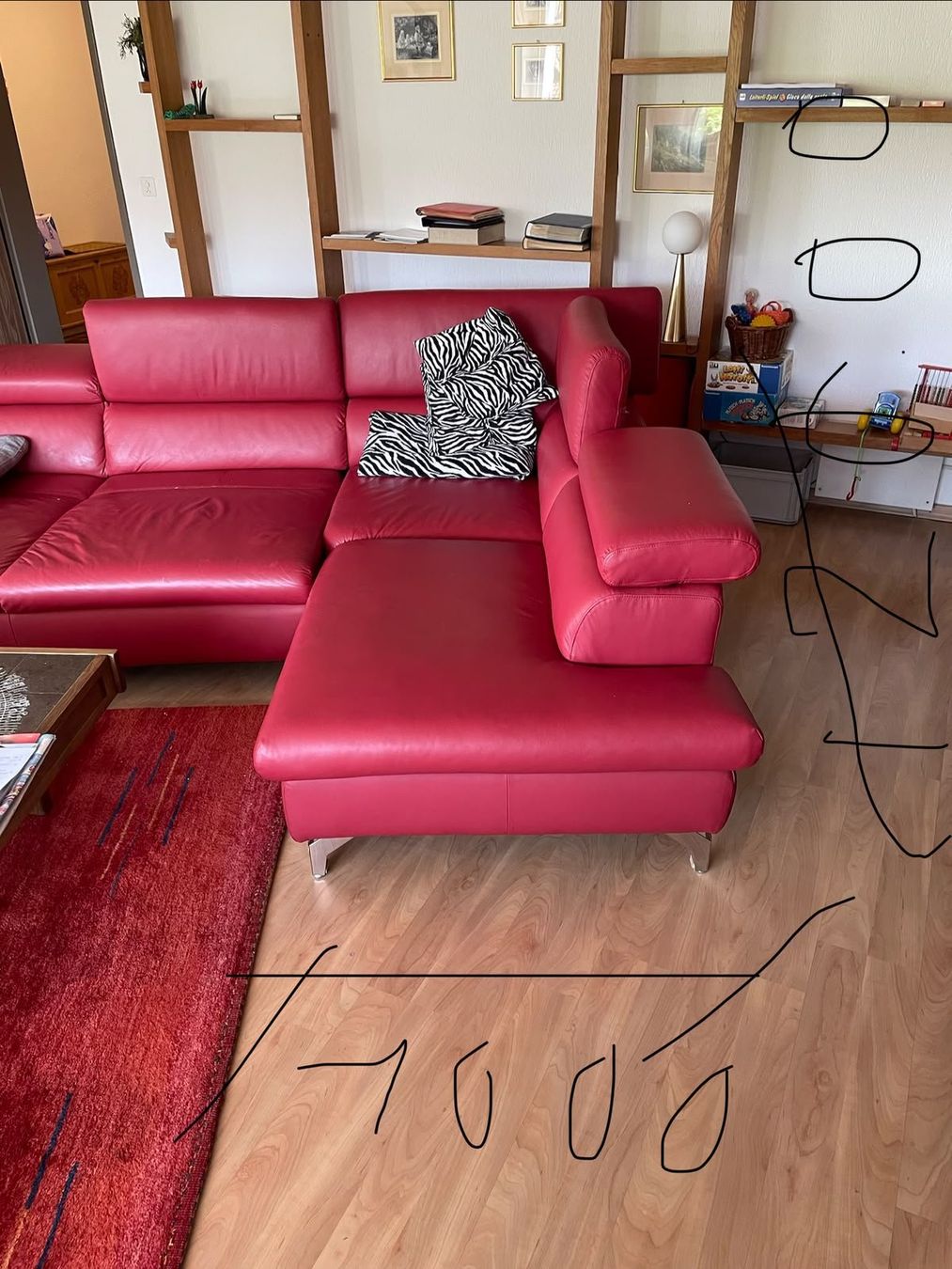 Sofas: Ecksofa Leder Rot guter Zustand – D'occasion à Einsiedeln par toni3241 1
