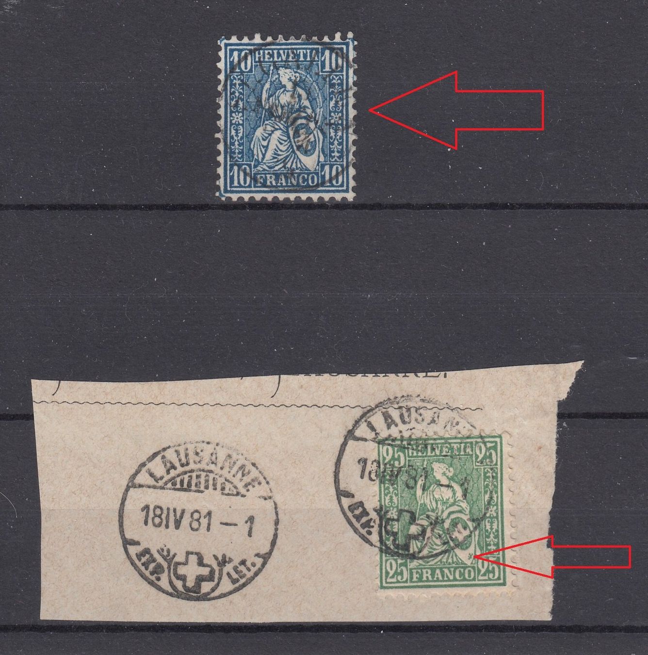 Tutti i francobolli: Abarten: Kontrollzeichen auf Vorderseite / Schild gepunktet – Usato da Beringen venduto da Goeppeli 1
