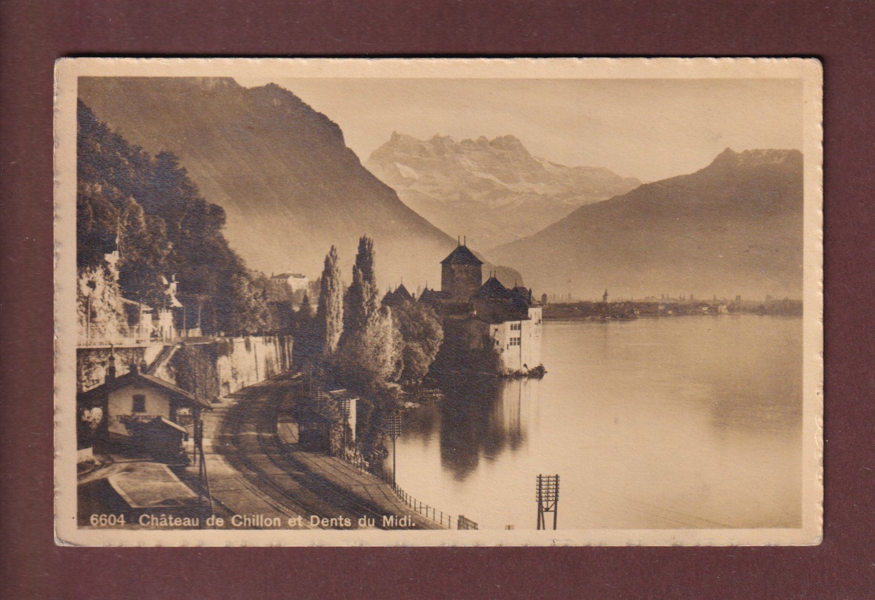Cartoline postali: VEYTAUX - Gare et Château de Chillon - 1917 – Usato da Pully venduto da nicecards-shop