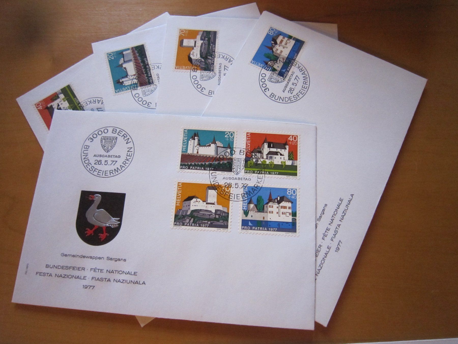 Tutti i francobolli: PP 1977 FDC Serie einzeln und 4er – Usato da Gordola venduto da Polentaefung 1