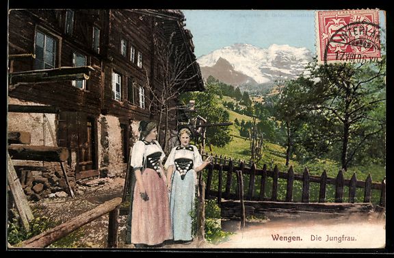 Cartoline postali: AK Wengen, Die Jungfrau, 1906 – Usato da Berlin venduto da bartko-reher