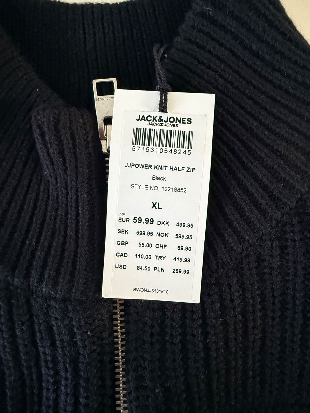 Jack & Jones Pullover & Sweatshirts: JACK & JONES, Strickpullover JJPOWER, Grösse XL, Schwarz – Neu und originalverpackt aus Rudolfstetten von gst_g7xl 1