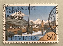 Nr.590 mit Stempel  Europa – Landschaften  1977   