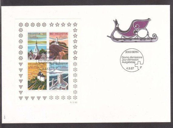 Tutti i francobolli: 1987 FDC Tourismus Schweiz Block – Nuovo (secondo la descrizione) da Rheinau venduto da loxis