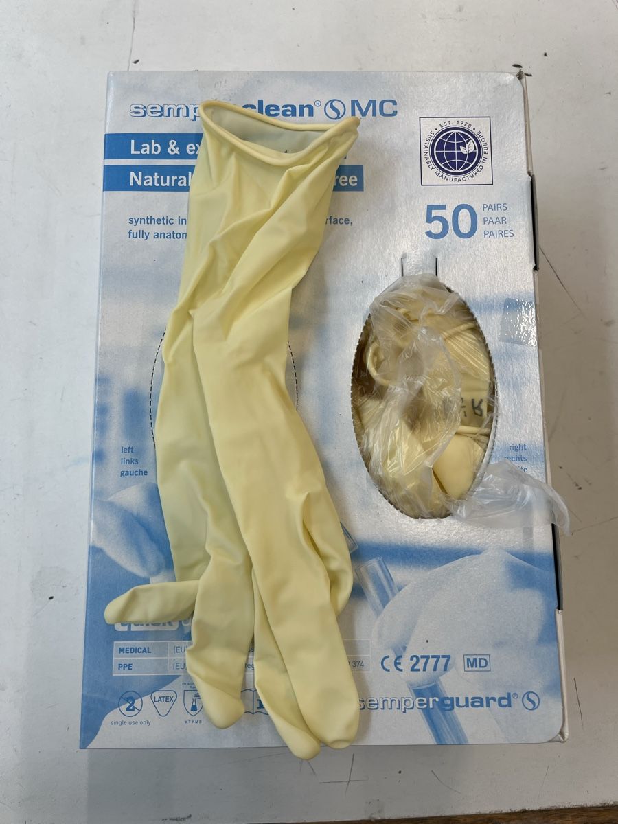 Guanti & manicotti: Semperguard Semperclean Latex Handschuhe 500 stk Grösse s – Nuovo e nell'imballaggio originale da Altstätten SG venduto da Gogggi 1